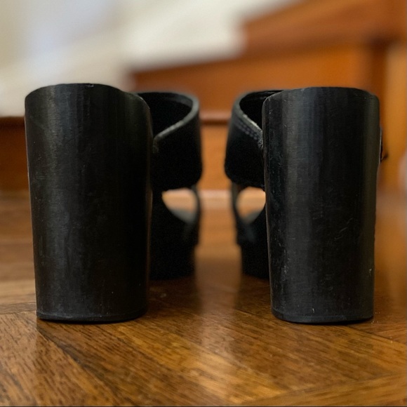 vintage 90s black platform open toe clogs slides sandals - Picture 5 of 5